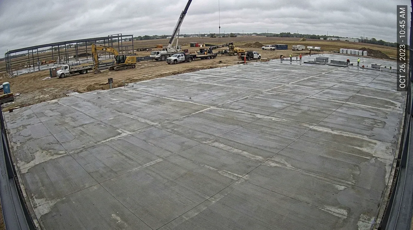 Finished commercial warehouse concrete floor slab near Madison, AL