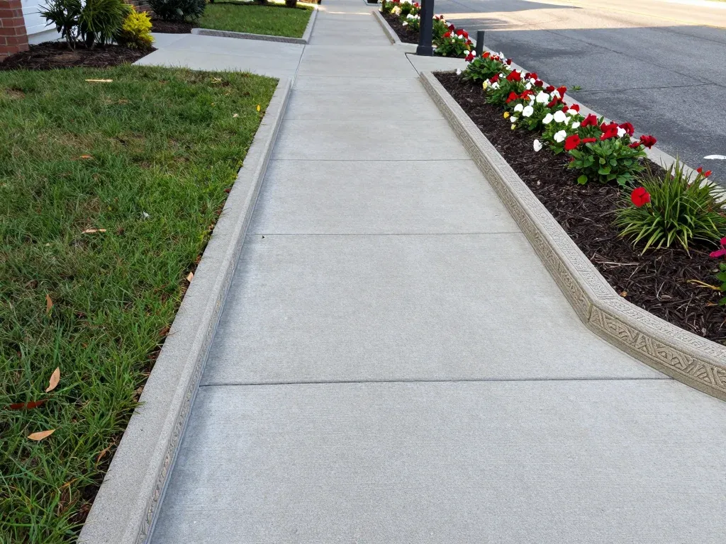 Concrete curbing edge detail alongside a bed in Madison, AL