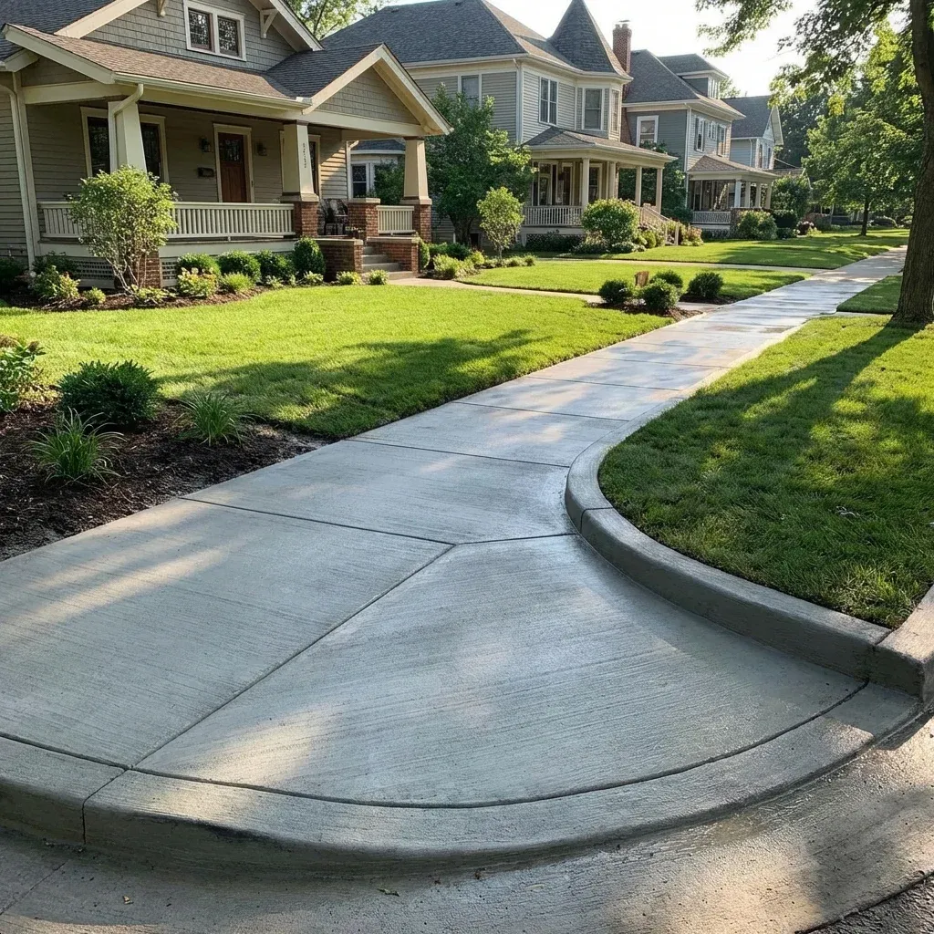 Residential concrete sidewalk and curbing at a home in Madison, AL