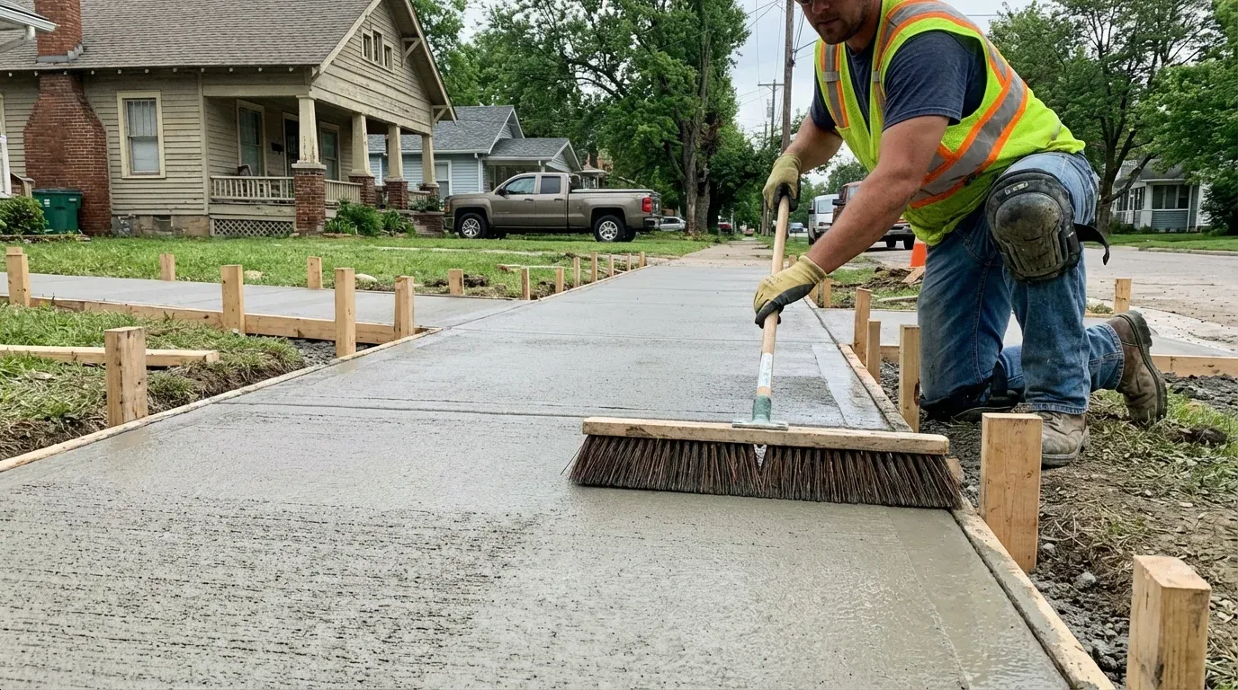 Concrete sidewalk being formed and poured in Madison, AL