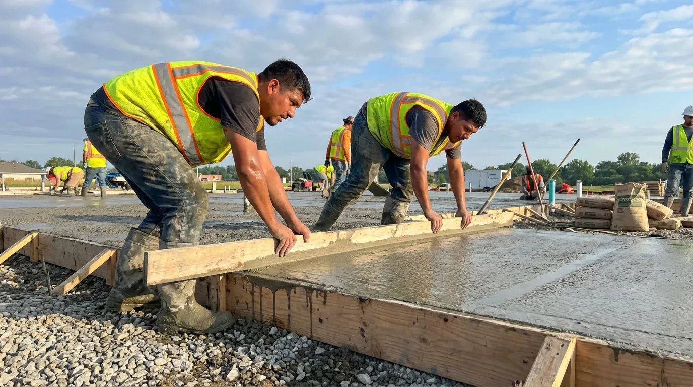 Workshop concrete slab installation in Madison, AL