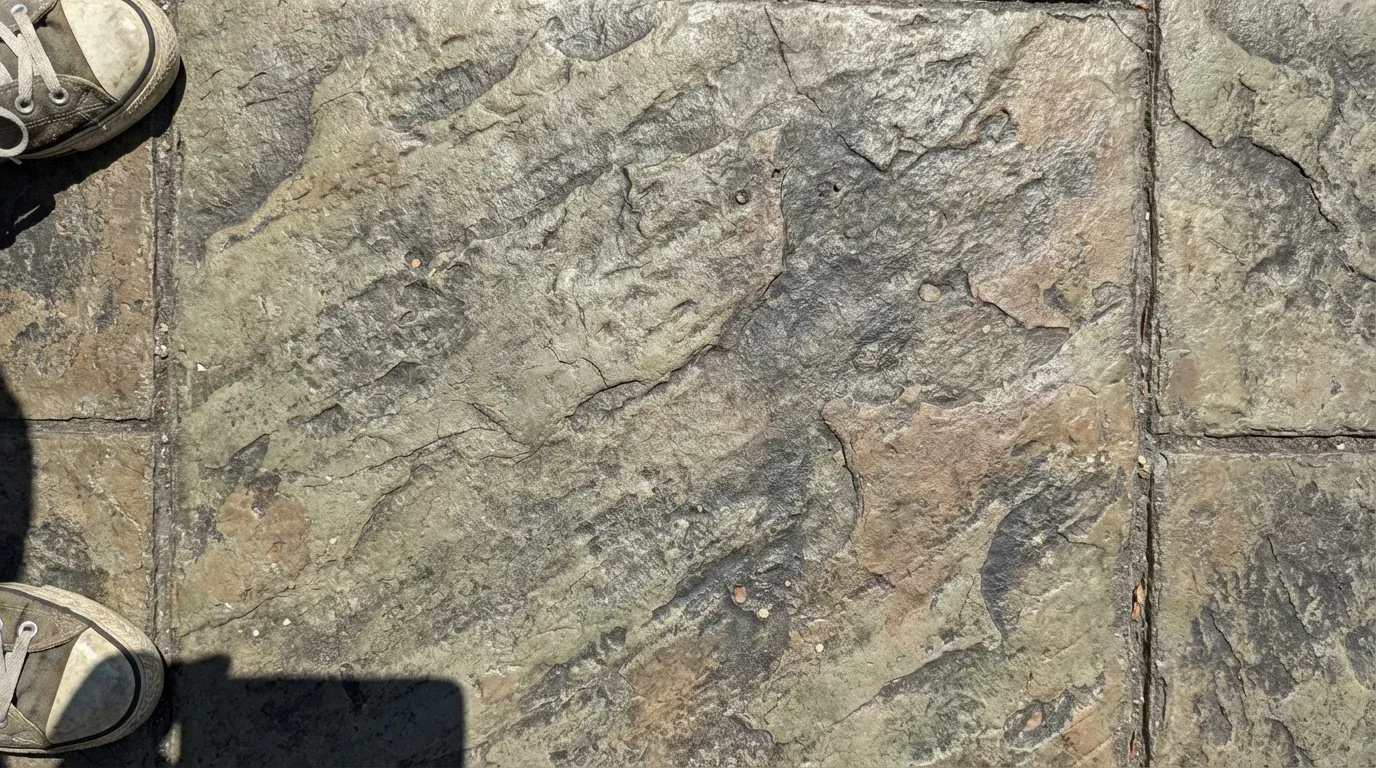 Stamped concrete pattern being pressed with a texture mat in Madison, AL